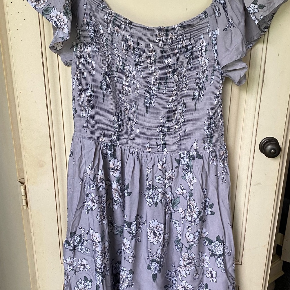 Torrid Gray Floral Sundress Dress 0